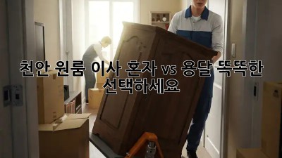 천안 원룸 이사, 혼자 vs 용달? 똑똑한 선택하세요!